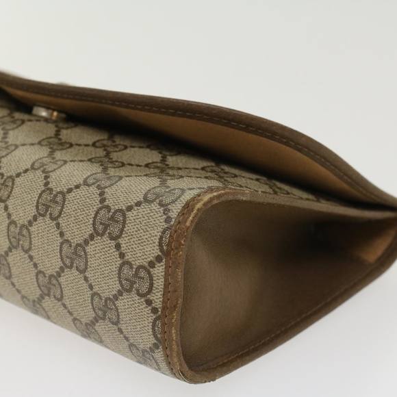 GUCCI GG Canvas Web Sherry Line Clutch Bag PVC Leather Beige Red Auth 45603 - Picture 7 of 16